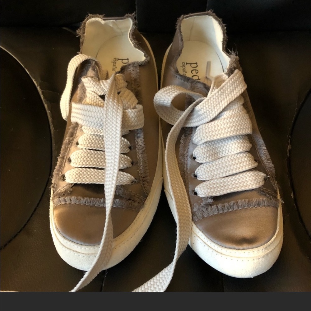Pedro Garcia gray satin/white suede sneakers SZ 38